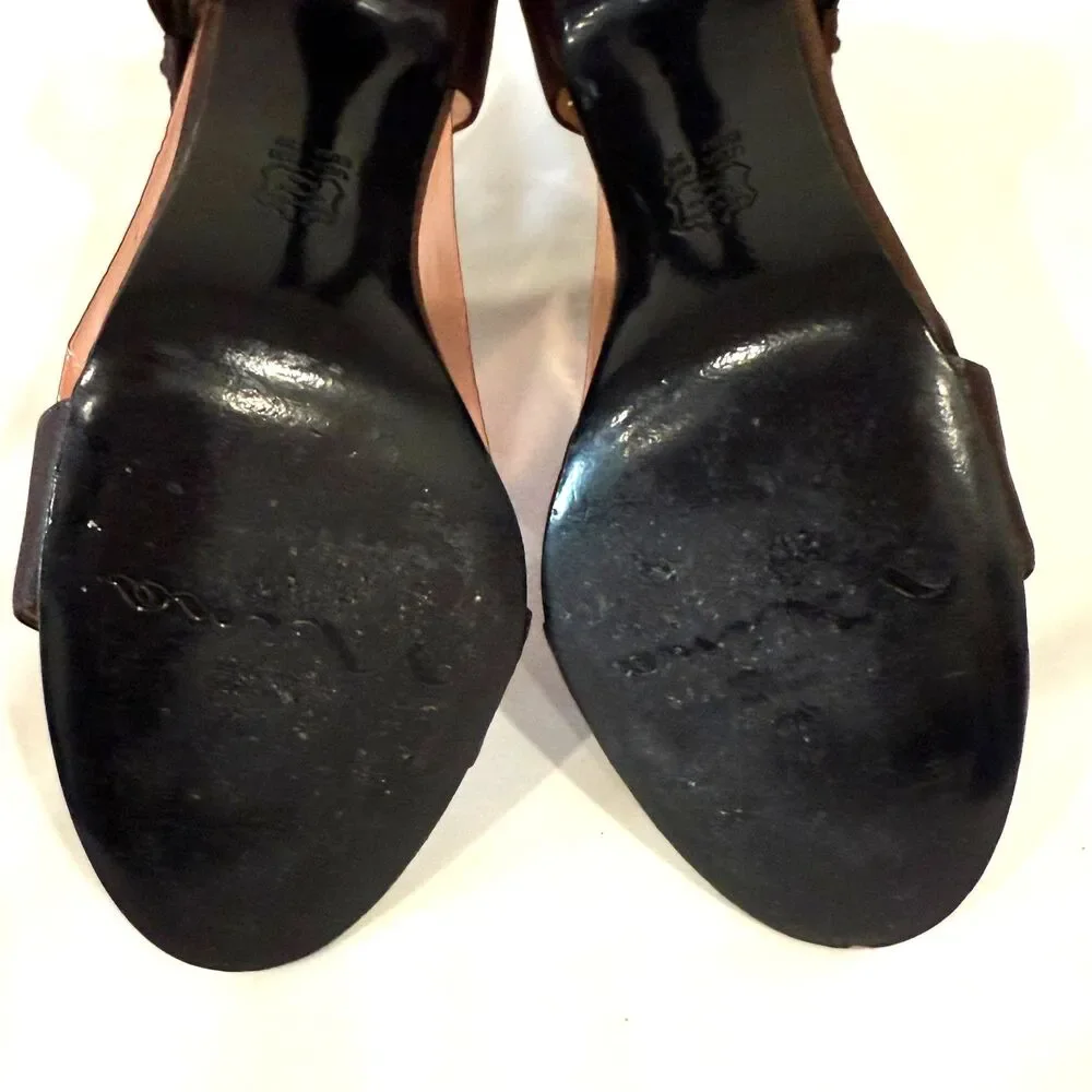 Nina New York Size 8 Brown‎ Satin Bow Slingback Heels Wedding Evening Shoes
